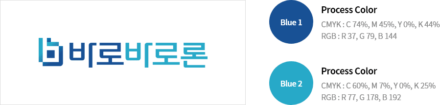 로고 컬러시스템 설명 이미지 : 하단 설명 참조